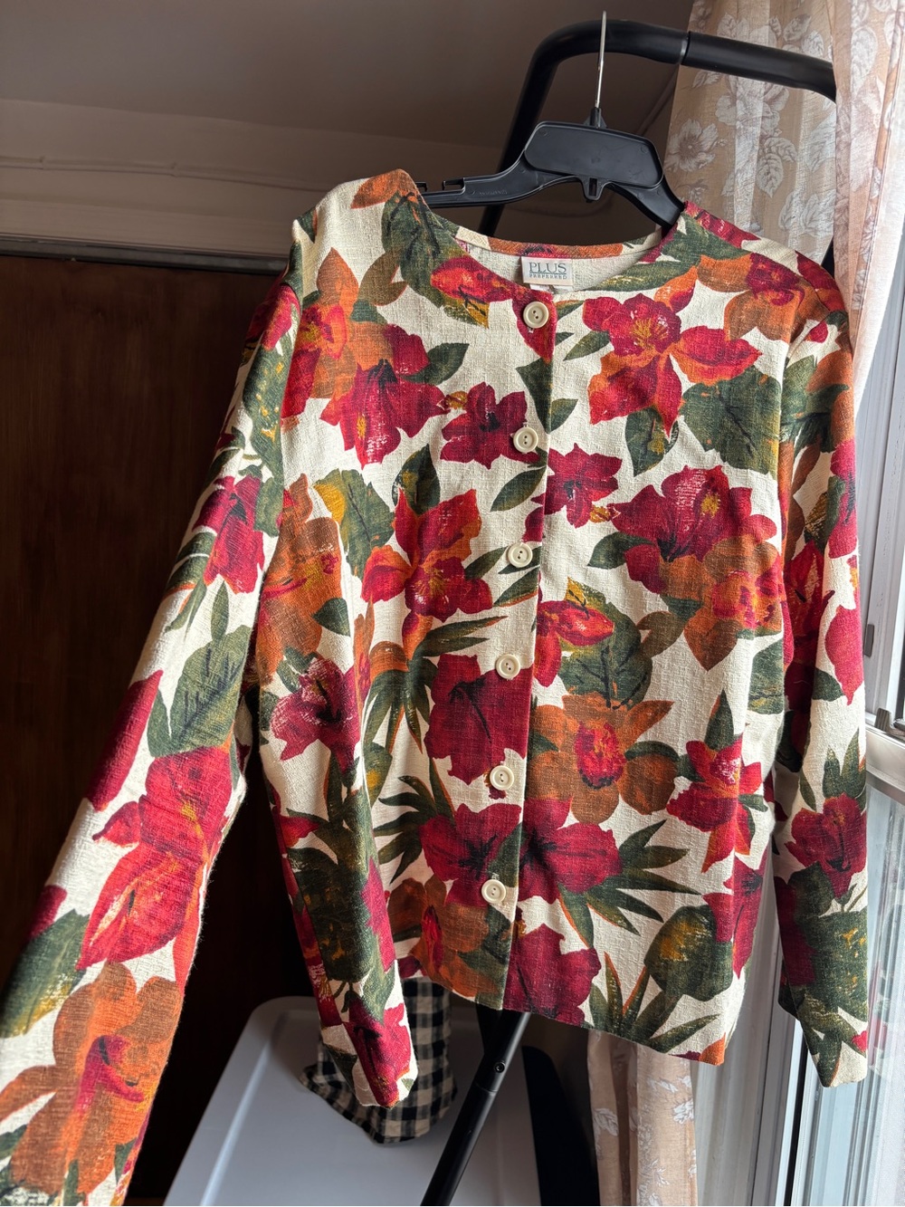 EUC Vintage 80s - 90s 100% Cotton Floral Resortwear Jacket | Women’s Plus XXL